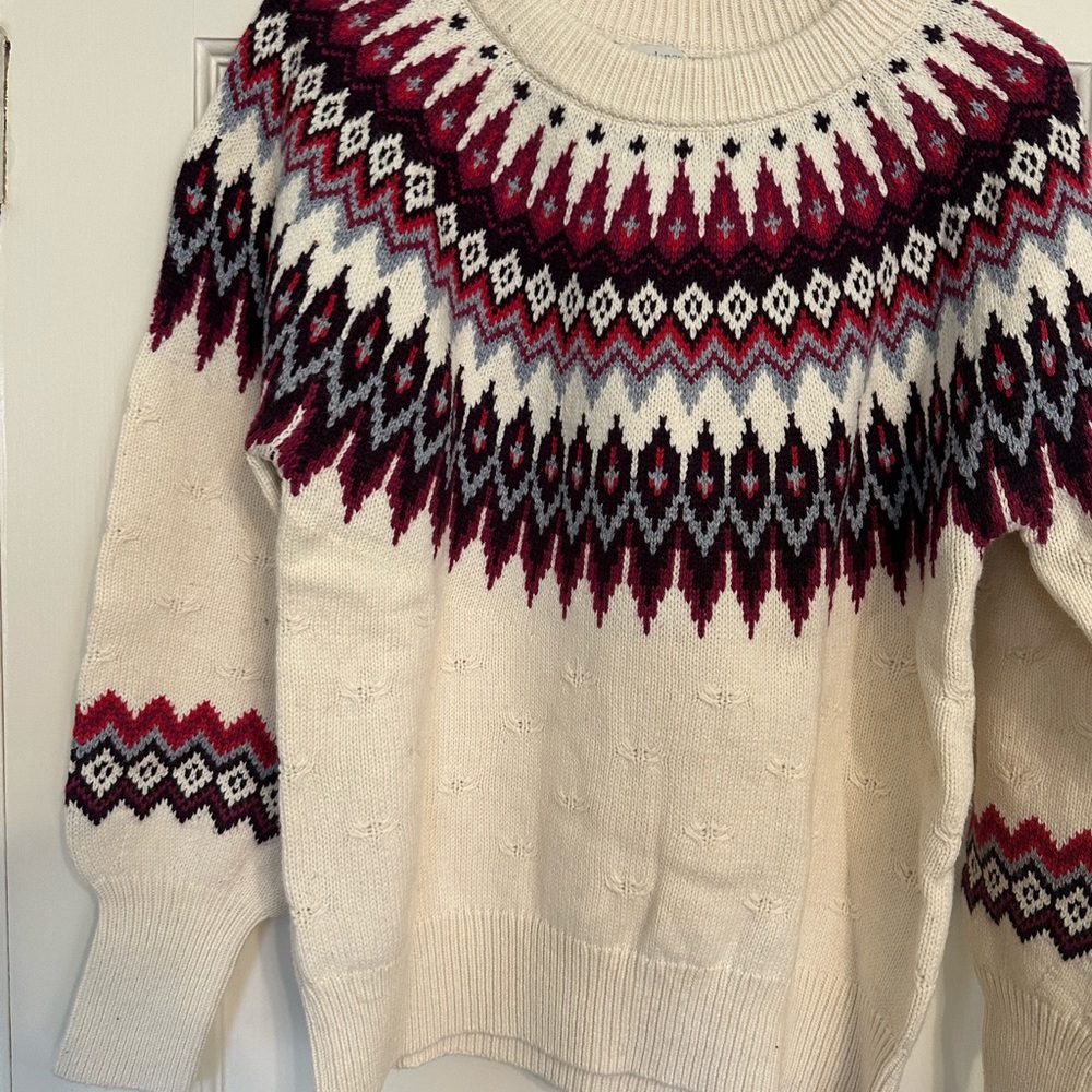 Cream Ribbed Knit fair isle sweater